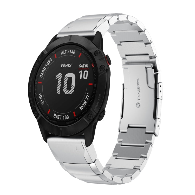For Garmin Fenix 6 Pro GPS 22mm Tortoise Shell Stainless Steel Watch Band(Silver) - Watch Bands by buy2fix | Online Shopping UK | buy2fix