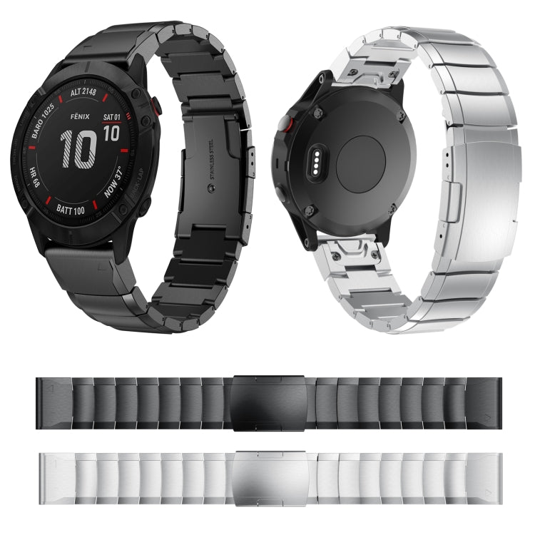 For Garmin Fenix 6 Pro GPS 22mm Tortoise Shell Stainless Steel Watch Band(Silver) - Watch Bands by buy2fix | Online Shopping UK | buy2fix