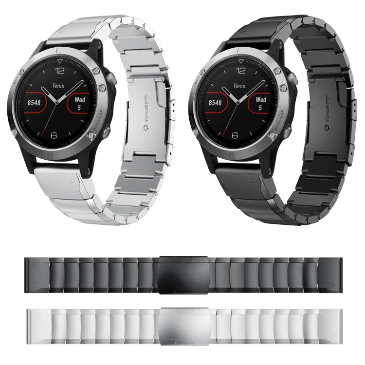 For Garmin Fenix 5 22mm Tortoise Shell Stainless Steel Watch Band(Black) - Watch Bands by buy2fix | Online Shopping UK | buy2fix