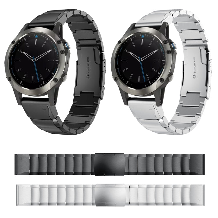 For Garmin Quatix 5 22mm Tortoise Shell Stainless Steel Watch Band(Black) - Watch Bands by buy2fix | Online Shopping UK | buy2fix