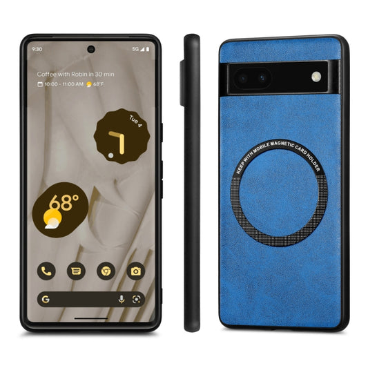 For Google Pixel 6A Solid Color Leather Phone Case(Blue) by buy2fix