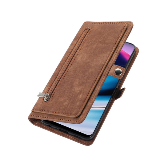 For Nothing Phone 1 Zipper Card Slot Buckle Wallet Leather Phone Case(Brown) - Nothing Cases by buy2fix | Online Shopping UK | buy2fix