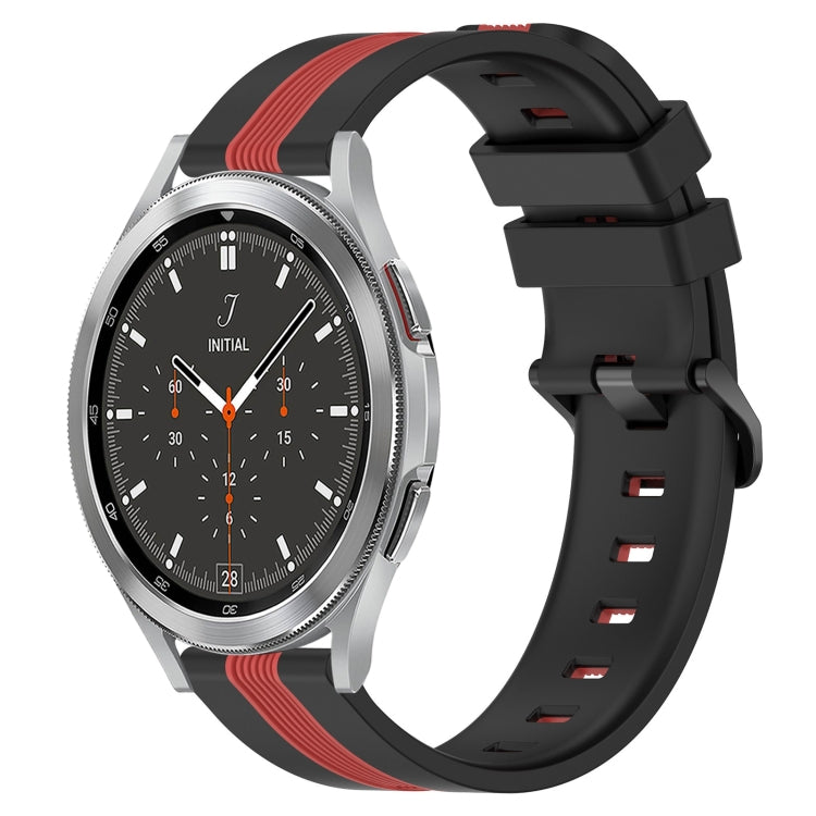 For Samsung Galaxy Watch4 Classic 46mm 20mm Vertical Two-Color Silicone Watch Band(Black+Red) - Watch Bands by buy2fix | Online Shopping UK | buy2fix