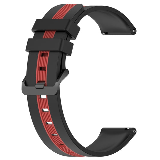 For Samsung Galaxy Watch4 Classic 46mm 20mm Vertical Two-Color Silicone Watch Band(Black+Red) by buy2fix