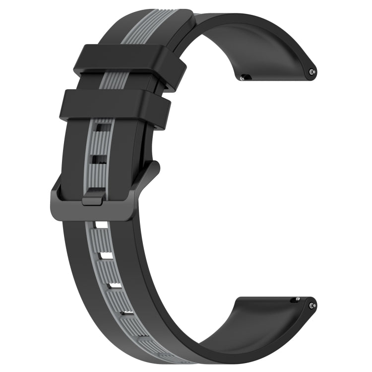 For Samsung Galaxy Watch4 Classic 46mm 20mm Vertical Two-Color Silicone Watch Band(Black+Grey) - Watch Bands by buy2fix | Online Shopping UK | buy2fix