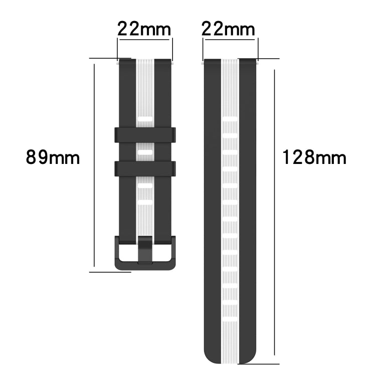 For Xiaomi MI Watch S1 Active 22mm Vertical Two-Color Silicone Watch Band(Blue+White) - Watch Bands by buy2fix | Online Shopping UK | buy2fix