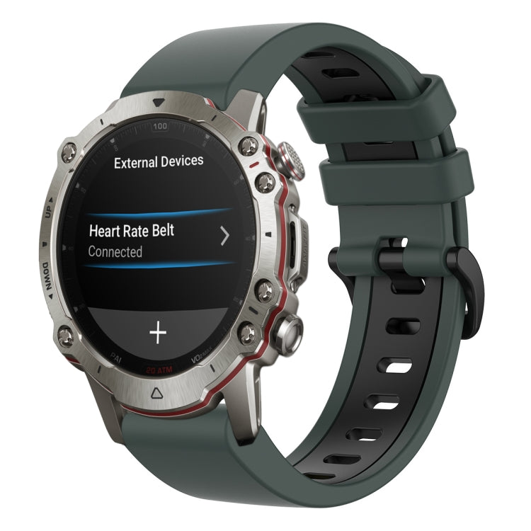 For Amazfit Falcon 22mm Two-Color Sports Silicone Watch Band(Armygreen+Black) - Watch Bands by buy2fix | Online Shopping UK | buy2fix