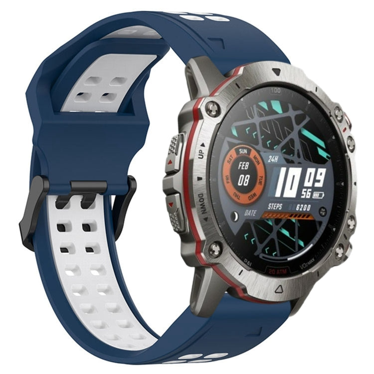 For Amazfit Falcon 22mm Two-Color Breathable Sports Silicone Watch Band(Blue+White) - Watch Bands by buy2fix | Online Shopping UK | buy2fix