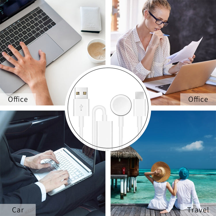 For Apple Watch Series & Phone with Type-C Port 2 in 1 USB Magnetic Charging Cable 1.2m by buy2fix