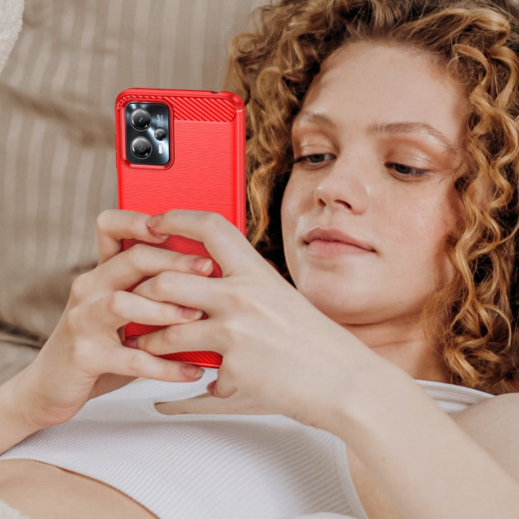 For Motorola Moto G23 Brushed Texture Carbon Fiber TPU Phone Case(Red) by buy2fix