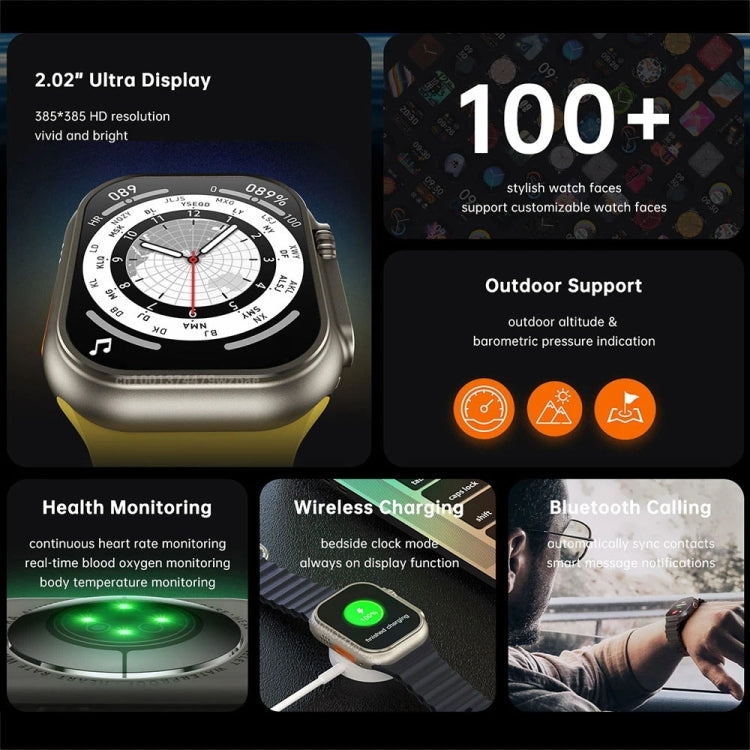 W800 Ultra 2.02 inch Color Screen Smart Watch,Support Heart Rate Monitoring / Blood Pressure Monitoring(Black) by buy2fix
