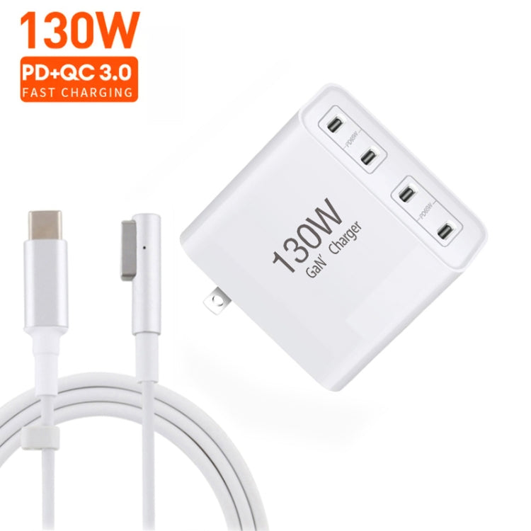 GaN 130W 4-Port USB-C PD65W / PD30W Multi Port Type-C Charger with 1.8m Type-C to MagSafe 1 / L Header Data Cable US / EU / UK Plug - Cable & Adapter by buy2fix | Online Shopping UK | buy2fix