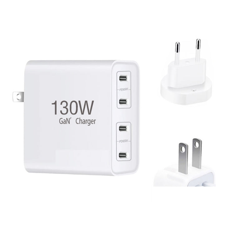 GaN 130W 4-Port USB-C PD65W / PD30W Multi Port Type-C Charger with 1.8m Type-C to MagSafe 2 / T Header Data Cable US / EU Plug - Cable & Adapter by buy2fix | Online Shopping UK | buy2fix