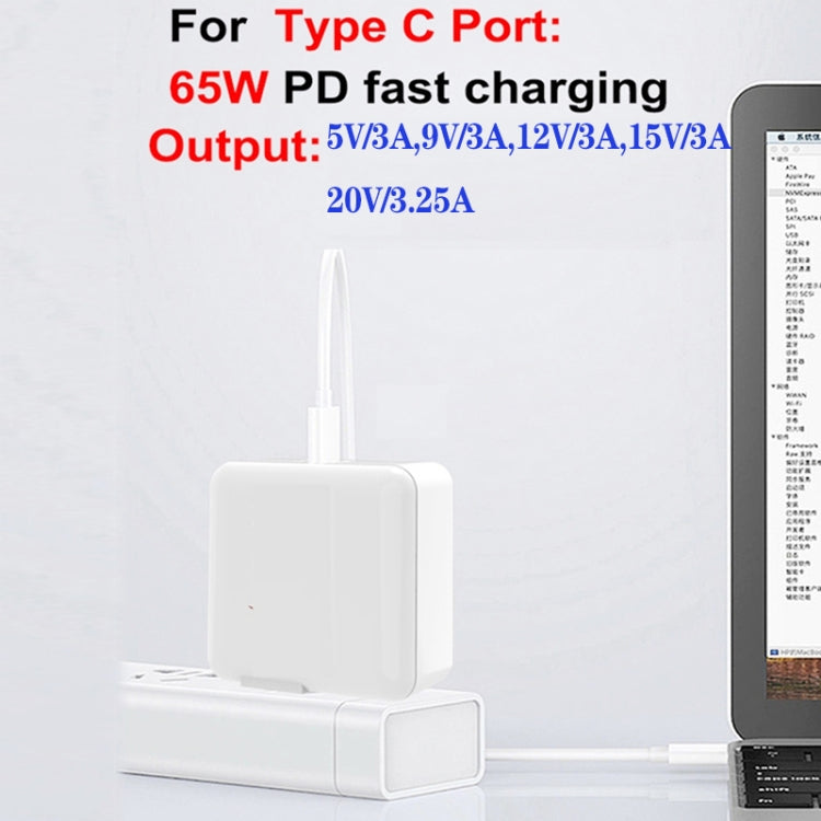 GaN 130W 4-Port USB-C PD65W / PD30W Multi Port Type-C Charger with 1.8m Type-C to MagSafe 2 / T Header Data Cable US / EU Plug - Cable & Adapter by buy2fix | Online Shopping UK | buy2fix