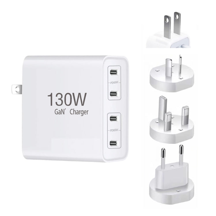 GaN 130W 4-Port USB-C PD65W / PD30W Multi Port Type-C Charger with 1.8m Type-C to MagSafe 2 / T Header Data Cable US / EU / UK / AU Plug - Cable & Adapter by buy2fix | Online Shopping UK | buy2fix