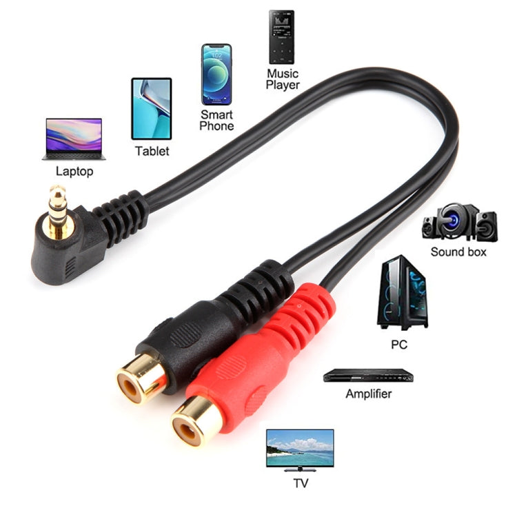 JUNSUNMAY 3.5mm Male Elbow to Dual RCA Stereo Audio Cable Adapter 20cm - Audio Adapter by JUNSUNMAY | Online Shopping UK | buy2fix