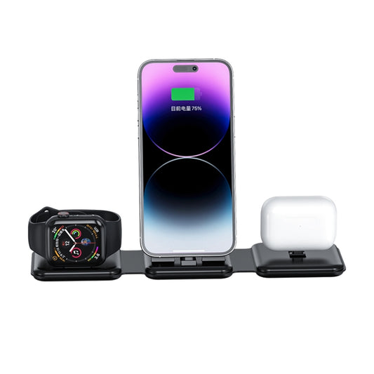 A75 Folding 3 in 1 Wireless Charger Suitable for Apple Watch Mobile Phone Headset(Black) by buy2fix
