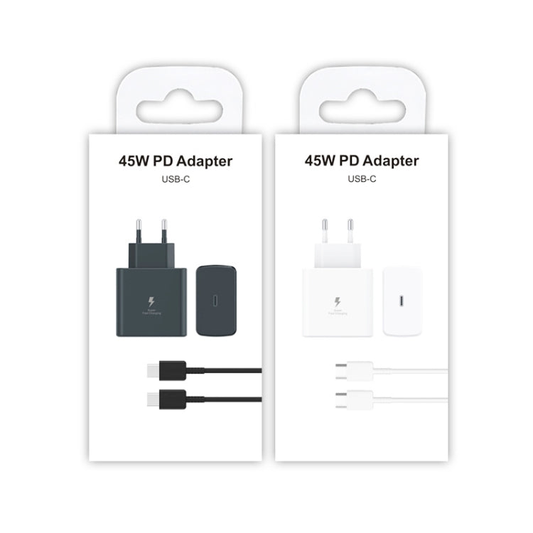 M135 45W USB-C / Type-C Port Fast Charger with 5A Type-C to Type-C Cable, EU Plug(White) by buy2fix