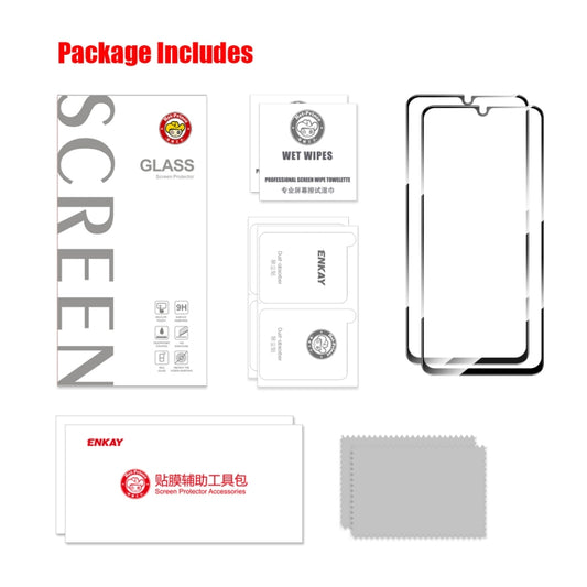 For Xiaomi Redmi 12C / Poco C55 2pcs ENKAY Hat-Prince Full Glue 0.26mm 9H 2.5D Tempered Glass Full Film by ENKAY