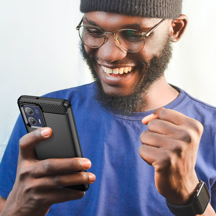 For Motorola Moto G73 Brushed Texture Carbon Fiber TPU Phone Case(Black) by buy2fix