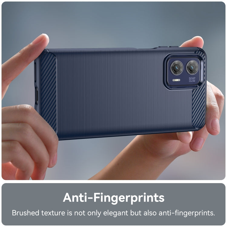 For Motorola Moto G73 Brushed Texture Carbon Fiber TPU Phone Case(Blue) - Motorola Cases by buy2fix | Online Shopping UK | buy2fix