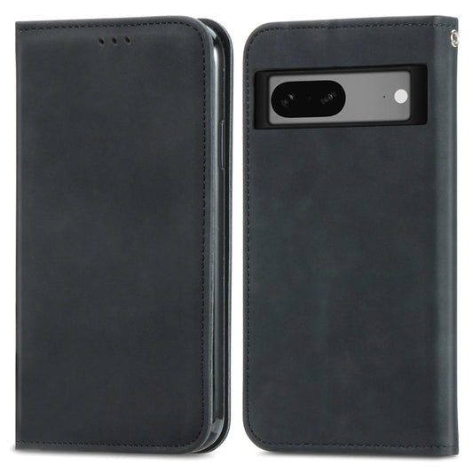 For Google Pixel 7A Retro Skin Feel Magnetic Flip Leather Phone Case(Black) by buy2fix