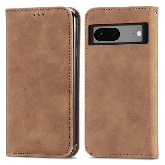 For Google Pixel 7A Retro Skin Feel Magnetic Flip Leather Phone Case(Brown) by buy2fix
