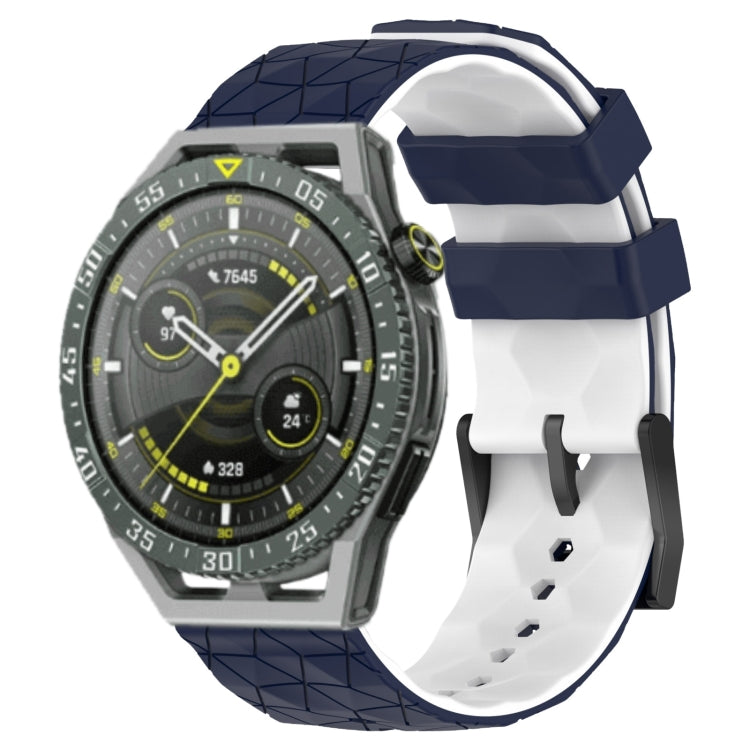 For Huawei Watch GT 3 SE 22mm Football Pattern Two-Color Silicone Watch Band(Midnight Blue + White) - Watch Bands by buy2fix | Online Shopping UK | buy2fix