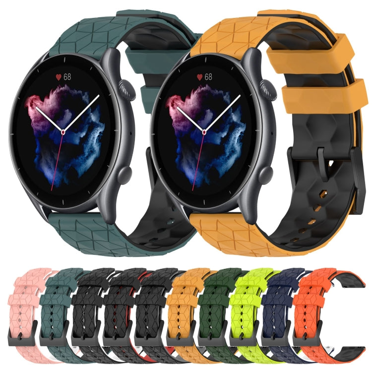 For Amazfit GTR 3 Pro 22mm Football Texture Two-Color Silicone Watch Band(Yellow+Black) - Watch Bands by buy2fix | Online Shopping UK | buy2fix