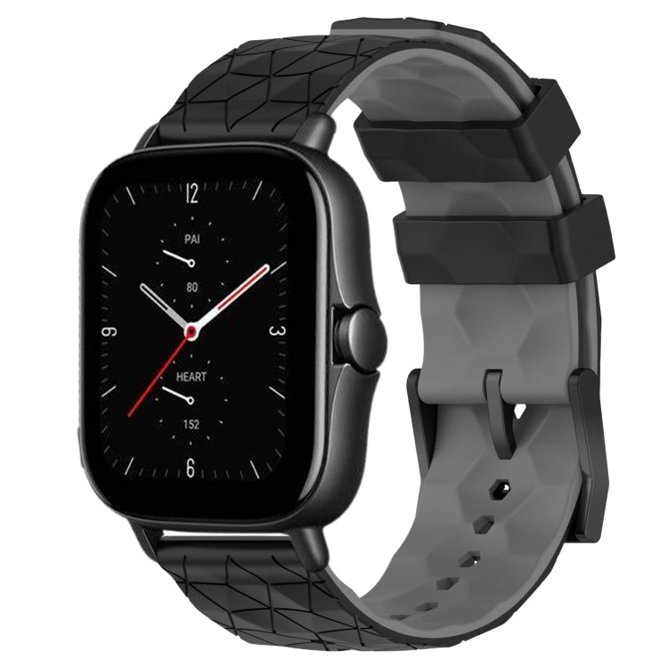 For Amazfit GTS 2E 20mm Football Texture Two-Color Silicone Watch Band(Black+Grey) - Watch Bands by buy2fix | Online Shopping UK | buy2fix