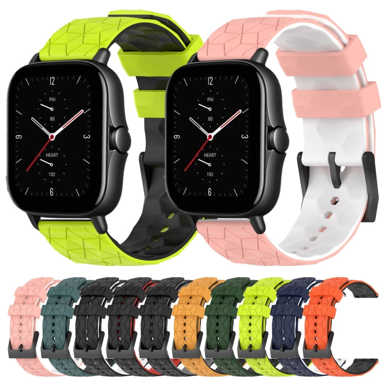 For Amazfit GTS 2E 20mm Football Texture Two-Color Silicone Watch Band(Black+Grey) - Watch Bands by buy2fix | Online Shopping UK | buy2fix