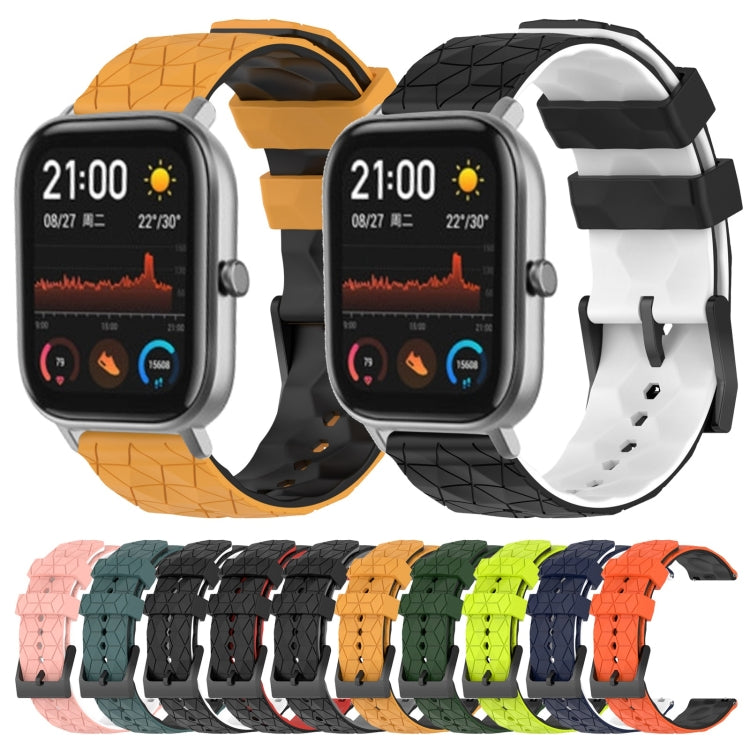 For Amazfit GTS 20mm Football Texture Two-Color Silicone Watch Band(Pink+White) - Watch Bands by buy2fix | Online Shopping UK | buy2fix