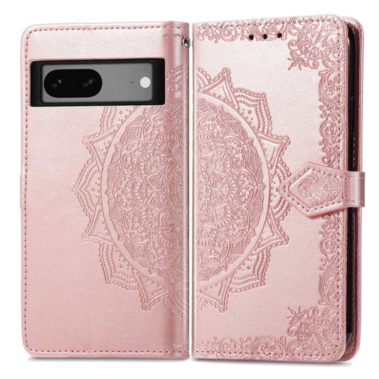 For Google Pixel 7A Mandala Flower Embossed Leather Phone Case(Rose Gold) by buy2fix