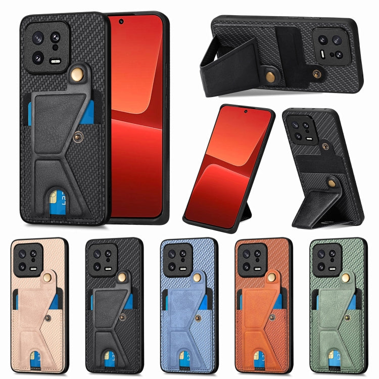 For Xiaomi 13 Carbon Fiber Wallet Flip Card Holder Phone Case(Green) by buy2fix