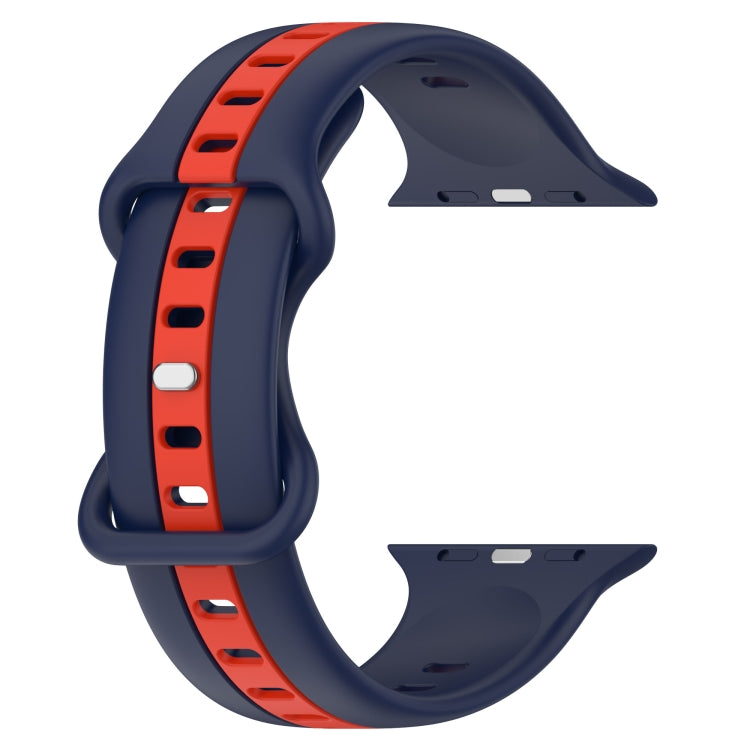Butterfly Buckle Two-Color Silicone Watch Band For Apple Watch Ultra 49mm(Midnight Blue + Red) - Watch Bands by buy2fix | Online Shopping UK | buy2fix