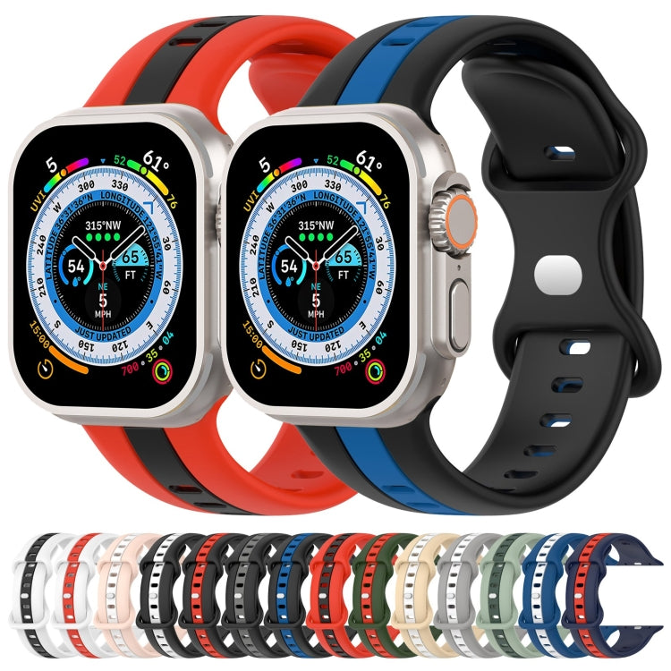 Butterfly Buckle Two-Color Silicone Watch Band For Apple Watch Ultra 49mm(Midnight Blue + Red) - Watch Bands by buy2fix | Online Shopping UK | buy2fix