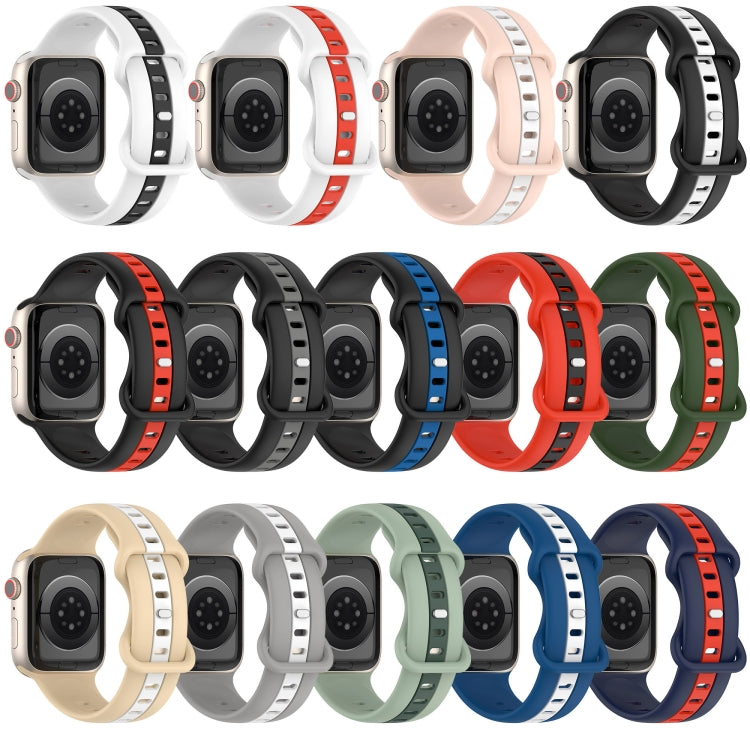 Butterfly Buckle Two-Color Silicone Watch Band For Apple Watch Ultra 49mm(Midnight Blue + Red) - Watch Bands by buy2fix | Online Shopping UK | buy2fix