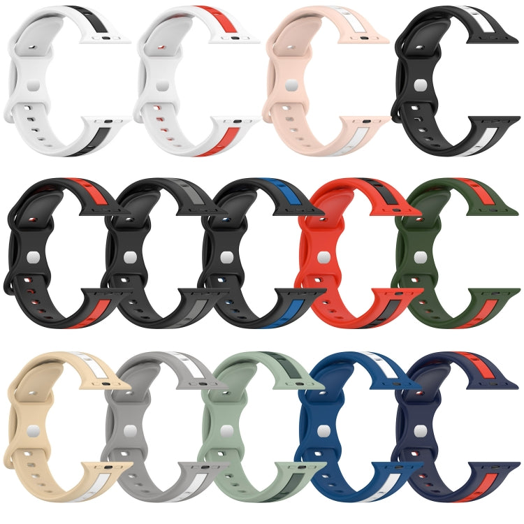 Butterfly Buckle Two-Color Silicone Watch Band For Apple Watch Ultra 49mm(Midnight Blue + Red) - Watch Bands by buy2fix | Online Shopping UK | buy2fix