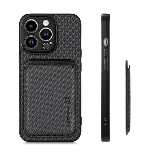 For iPhone 13 Pro Carbon Fiber Leather Card Magsafe Magnetic Phone Case(Black) by buy2fix