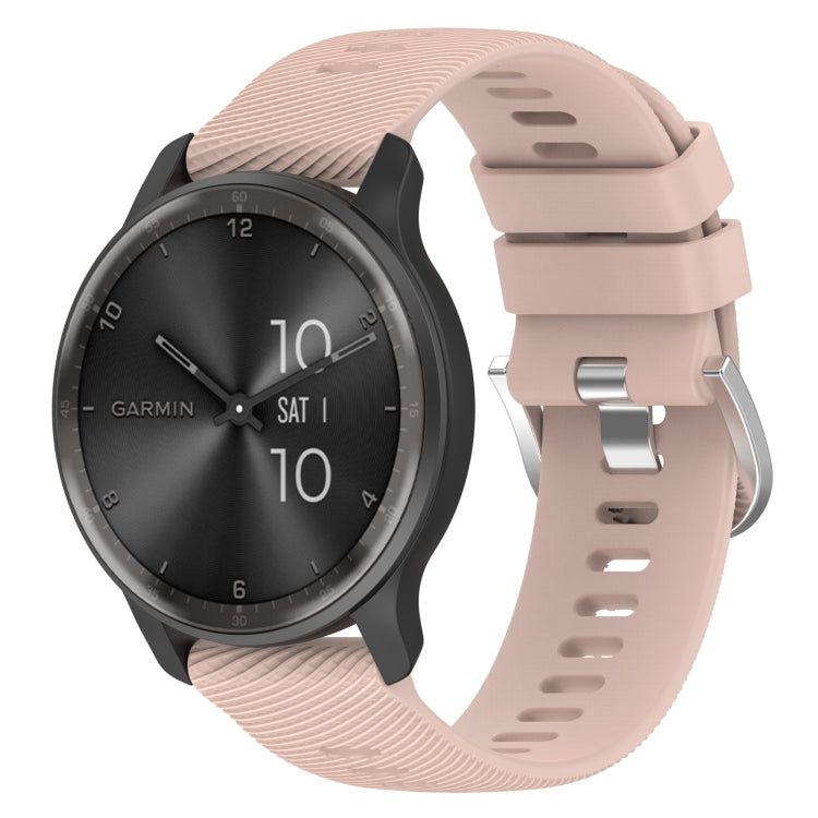 For Garmin Vivomove Trend 20mm Cross Textured Solid Color Silicone Watch Band(Pink) - Watch Bands by buy2fix | Online Shopping UK | buy2fix