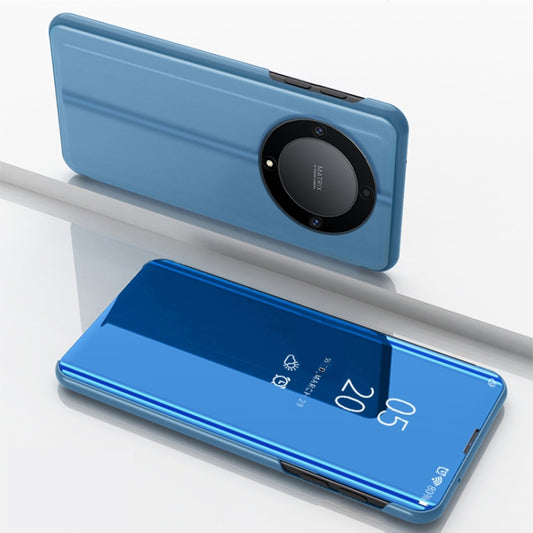 For Honor Magic 5 Lite Plated Mirror Horizontal Flip Leather Case with Holder(Blue) - Honor Cases by buy2fix | Online Shopping UK | buy2fix