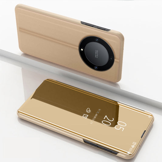 For Honor X9A Plated Mirror Horizontal Flip Leather Case with Holder(Gold) - Honor Cases by buy2fix | Online Shopping UK | buy2fix