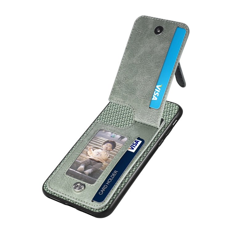 For iPhone SE 2022 / 2020 / 7 / 8 Carbon Fiber Vertical Flip Zipper Phone Case(Green) - More iPhone Cases by buy2fix | Online Shopping UK | buy2fix