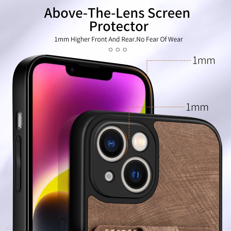For iPhone 13 Retro Skin-feel Ring Card Wallet Phone Case(Brown) - iPhone 13 Cases by buy2fix | Online Shopping UK | buy2fix