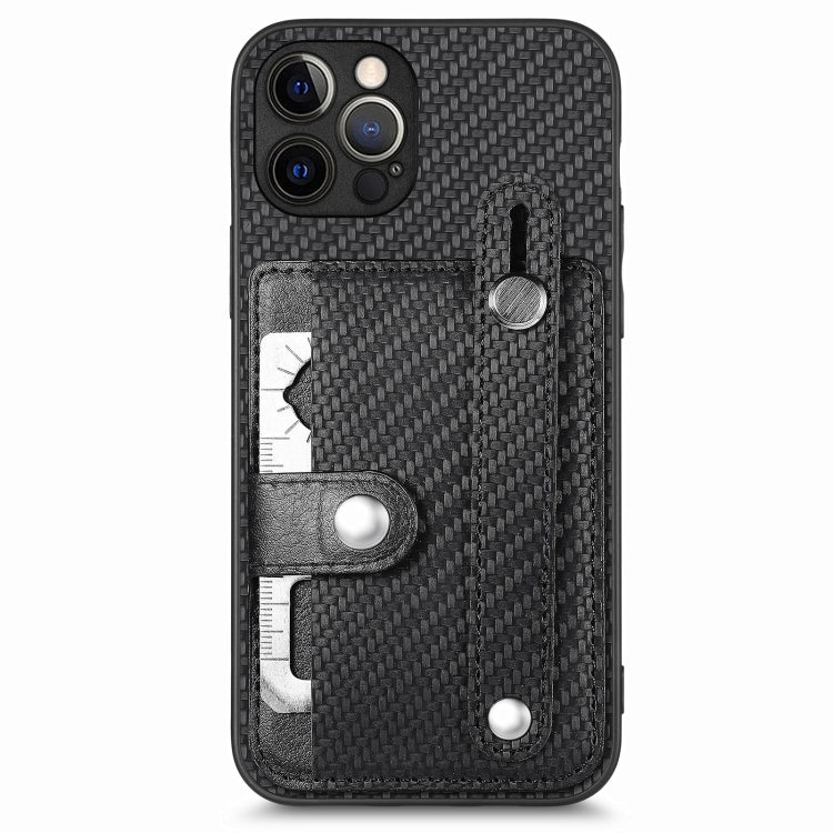 For iPhone 12 Pro Max Wristband Kickstand Card Wallet Back Cover Phone Case with Tool Knife(Black) - iPhone 12 Pro Max Cases by buy2fix | Online Shopping UK | buy2fix