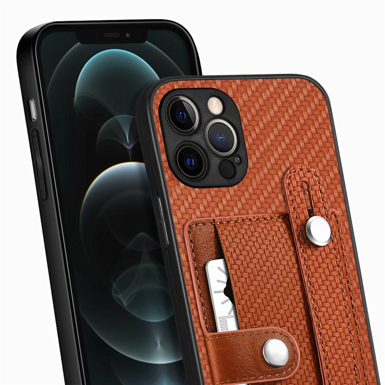 For iPhone 12 Pro Max Wristband Kickstand Card Wallet Back Cover Phone Case with Tool Knife(Black) - iPhone 12 Pro Max Cases by buy2fix | Online Shopping UK | buy2fix