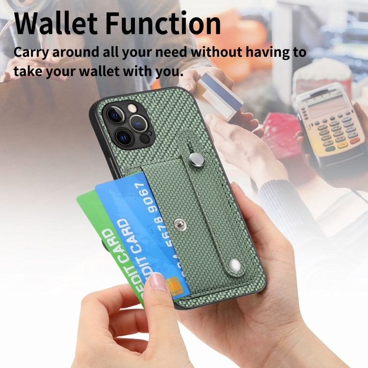 For iPhone 12 Pro Max Wristband Kickstand Card Wallet Back Cover Phone Case with Tool Knife(Black) - iPhone 12 Pro Max Cases by buy2fix | Online Shopping UK | buy2fix
