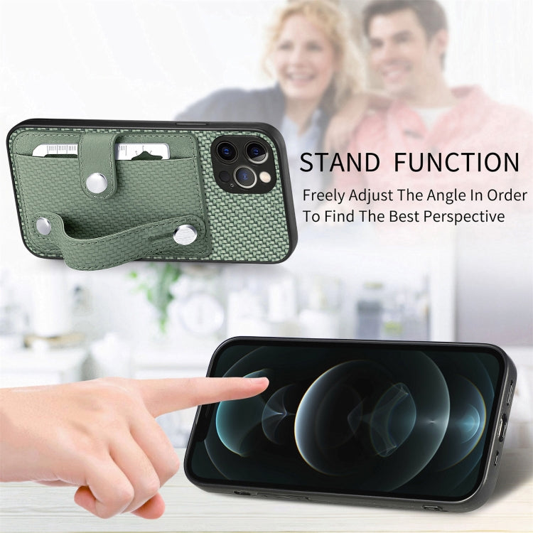 For iPhone 12 Pro Max Wristband Kickstand Card Wallet Back Cover Phone Case with Tool Knife(Black) - iPhone 12 Pro Max Cases by buy2fix | Online Shopping UK | buy2fix