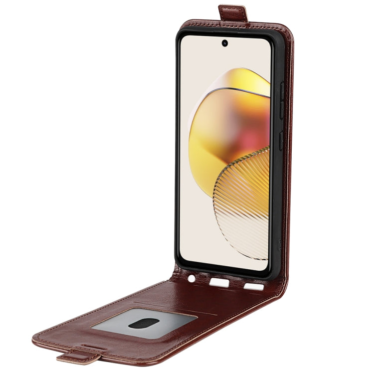 For Motorola Moto G73 R64 Texture Single Vertical Flip Leather Phone Case(Brown) - Motorola Cases by buy2fix | Online Shopping UK | buy2fix