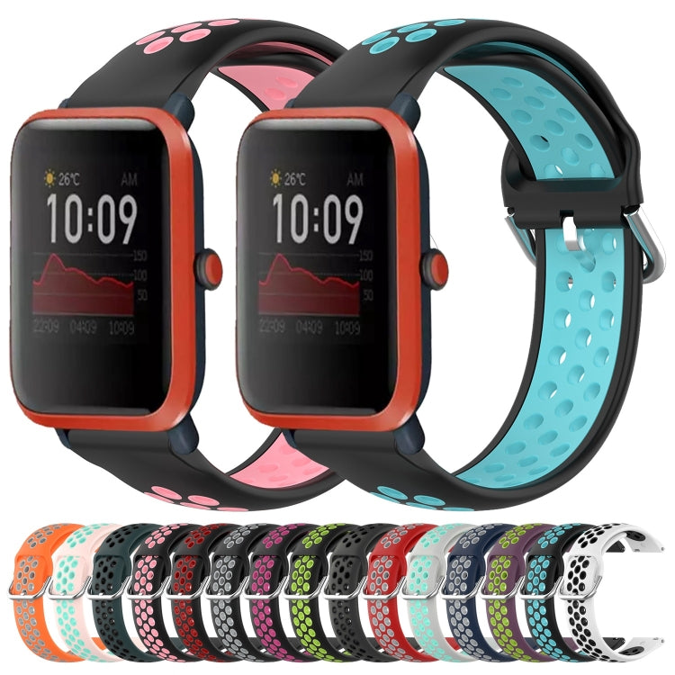 For Amazfit Bip 1S 20mm Perforated Breathable Sports Silicone Watch Band(Pink+ Water Duck) - Watch Bands by buy2fix | Online Shopping UK | buy2fix